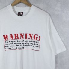 画像1: 90's USA製 "WARNING" プリントTシャツ XL (1)