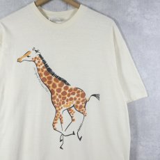 画像1: 90's San Diego Zoo USA製 キリンイラストプリントTシャツ XL (1)