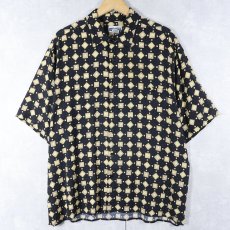 画像1: UN TIED 総柄 レーヨンシャツ XL (1)