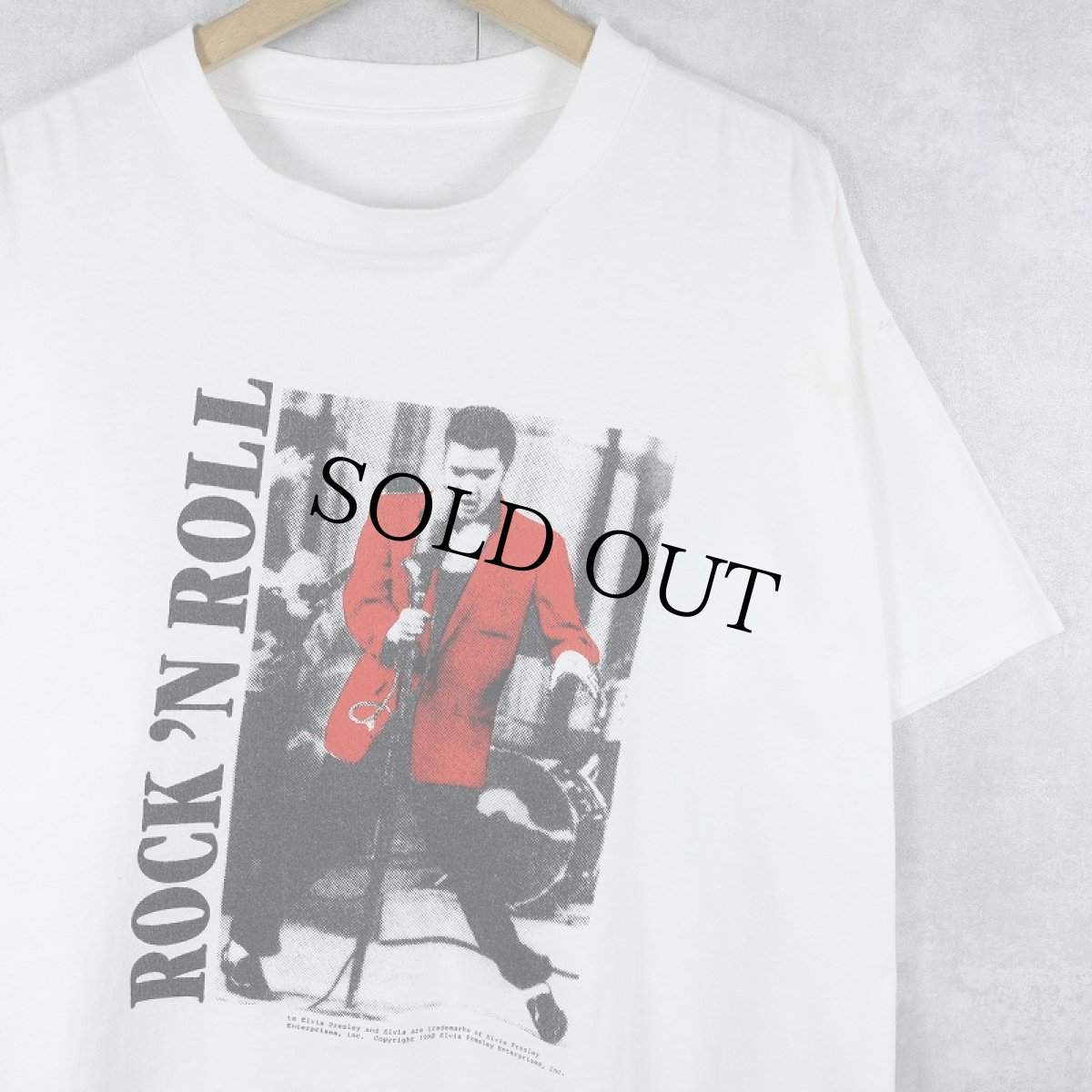 画像1: 80〜90's Elvis Presley "ROCK 'N ROLL" ミュージシャンプリントTシャツ (1)