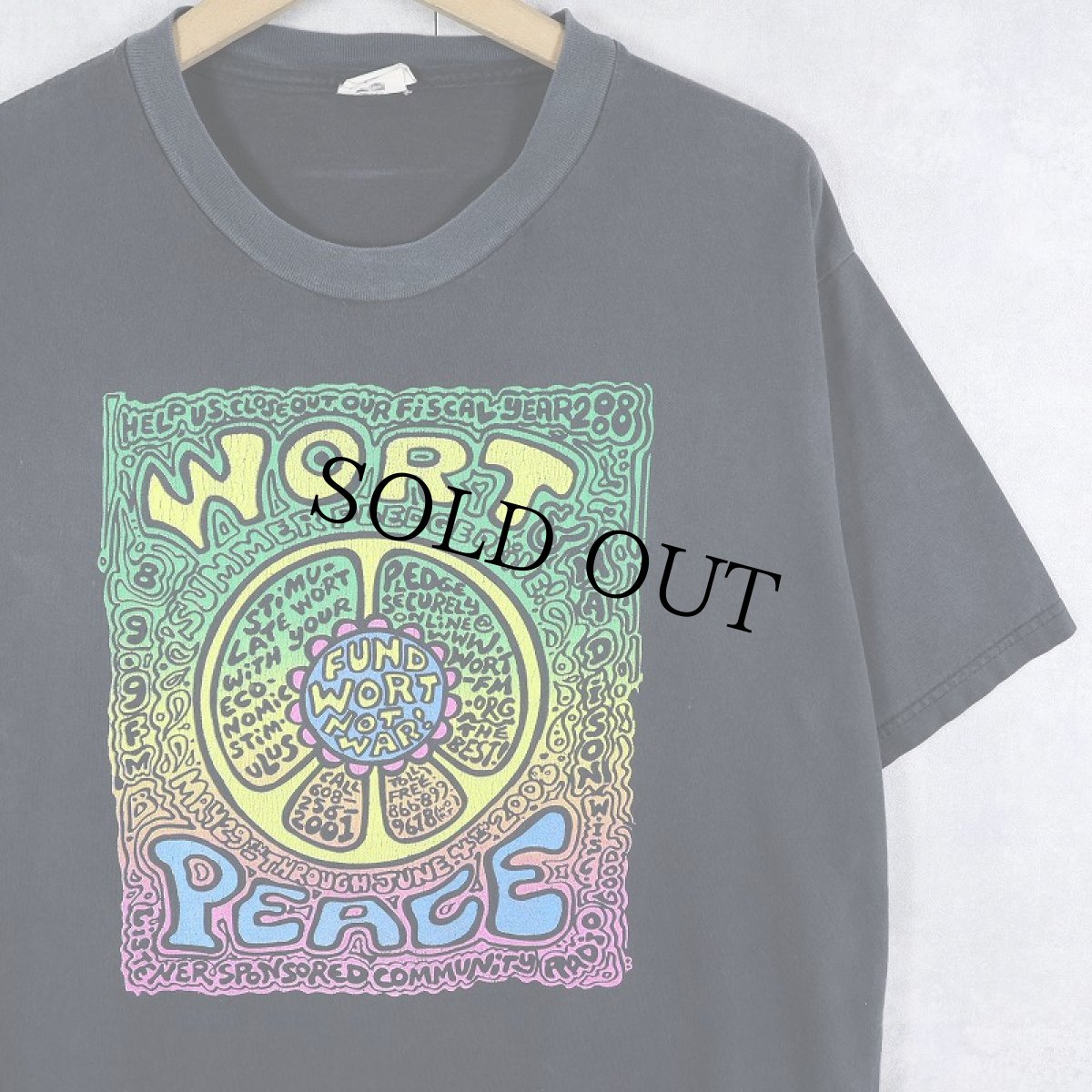 画像1: 90's USA製 "WORT PEACE" プリントTシャツ BLACK (1)