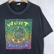 画像1: 90's USA製 "WORT PEACE" プリントTシャツ BLACK (1)