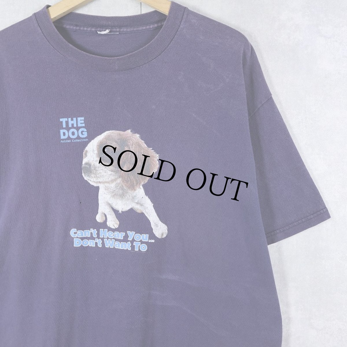 画像1: THE DOG Artlist Collection "Cant's Hear you... Dont's Want To" 犬プリントTシャツ NAVY  (1)