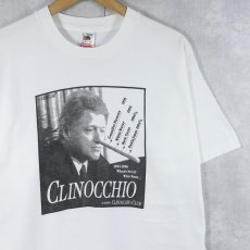 画像1: 90's  Bill Clinton USA製 "CLINOCCHIO" 政治家プリントTシャツ L (1)