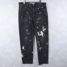 画像1: Levi's 550 RELAXED FIT "サルファブラック" ペンキペイント ブラックデニムパンツ W36 (1)