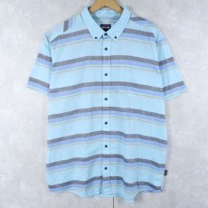 画像1: 2017SS Patagonia "ORGANIC COTTON" マルチボーダー柄 コットン×ポリエステル ボタンダウンシャツ XL (1)