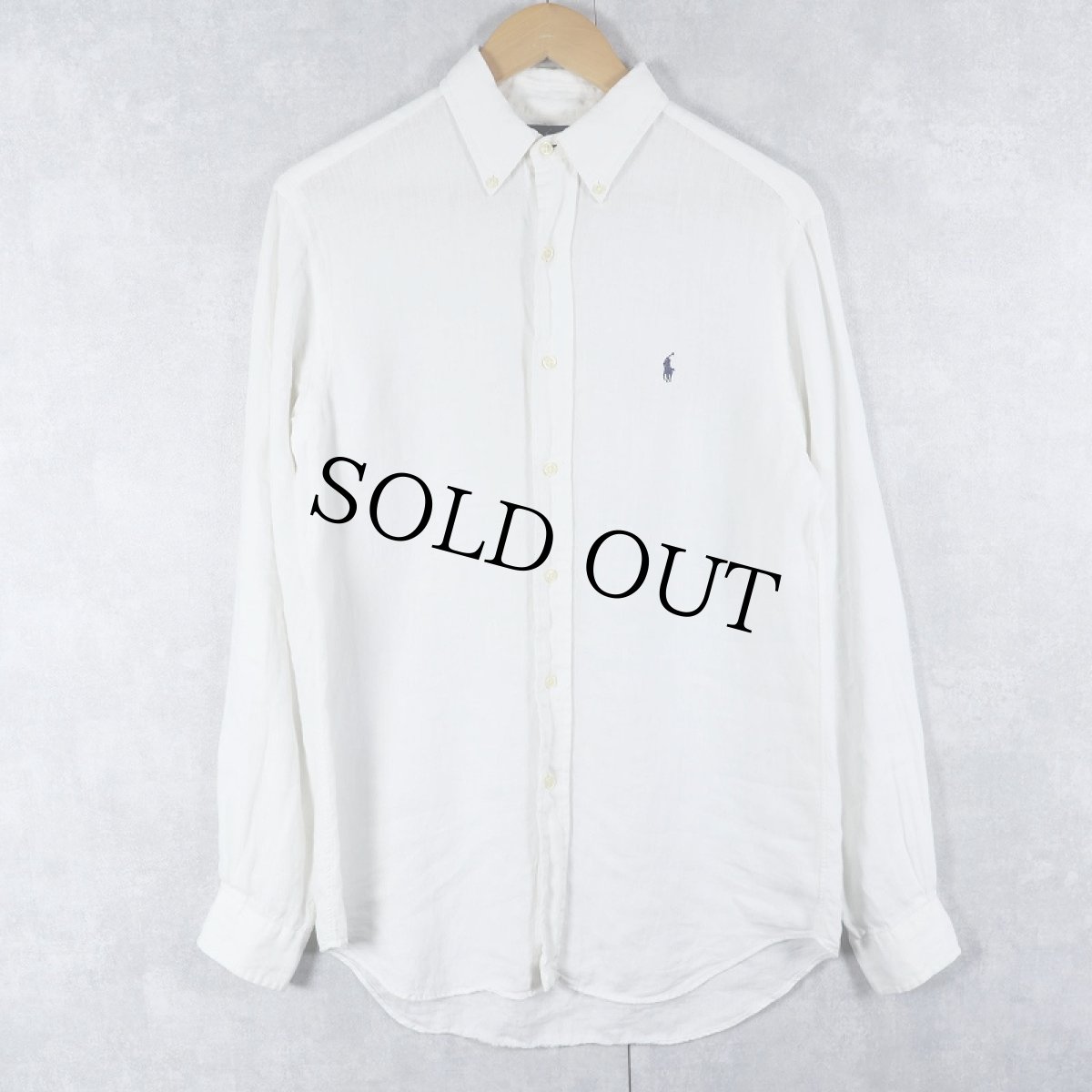 画像1: Ralph Lauren "CLASSIC FIT" リネンボタンダウンシャツ S (1)