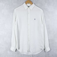 画像1: Ralph Lauren "CLASSIC FIT" リネンボタンダウンシャツ S (1)