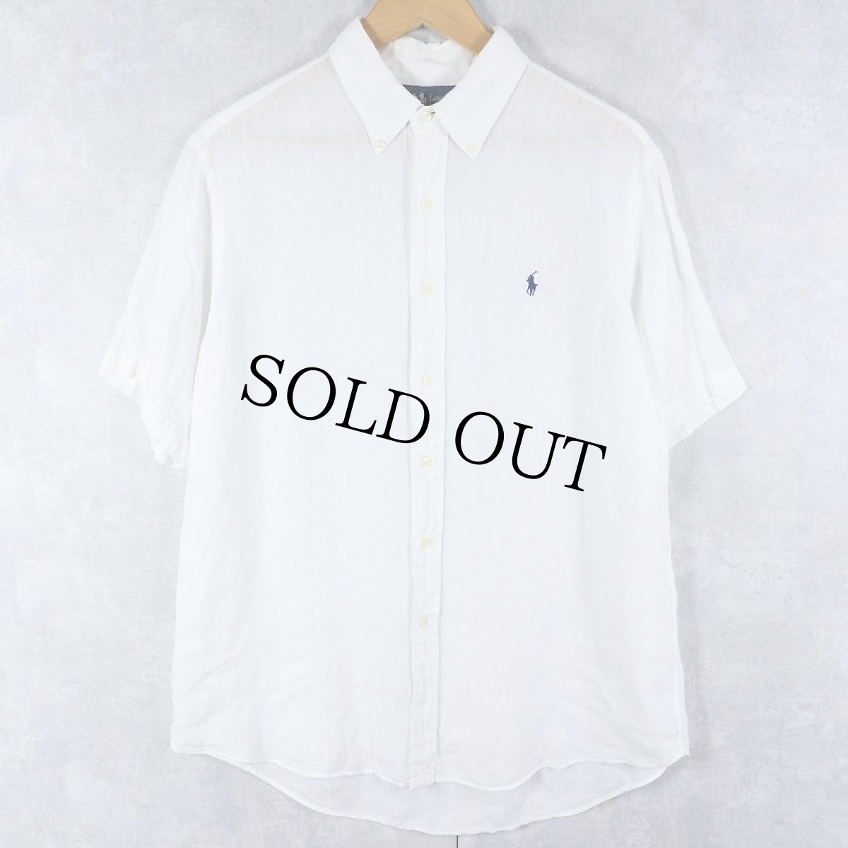 画像1: Ralph Lauren "CUSTOM FIT" リネンボタンダウンシャツ L (1)