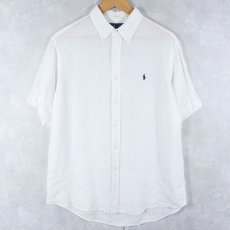 画像1: Ralph Lauren "CUSTOM FIT" リネンボタンダウンシャツ L (1)