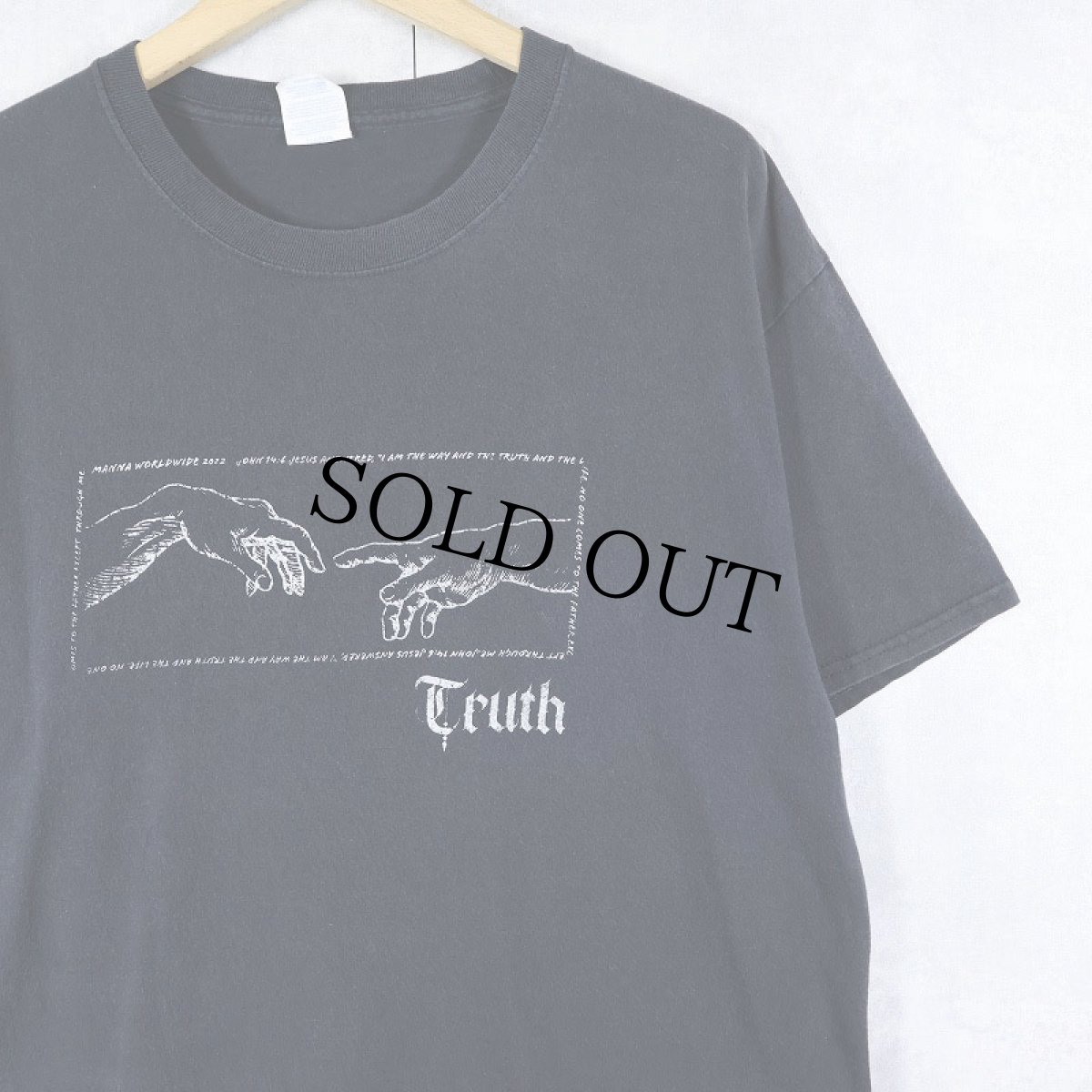 画像1: Michelangelo アダムの創造 "Truth" アートプリントTシャツ BLACK L (1)