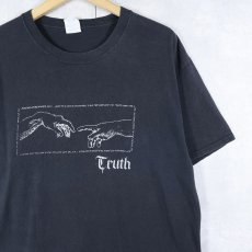 画像1: Michelangelo アダムの創造 "Truth" アートプリントTシャツ BLACK L (1)