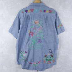 画像2: 70's BIG MAC ハンド刺繍 シャンブレーシャツ (2)