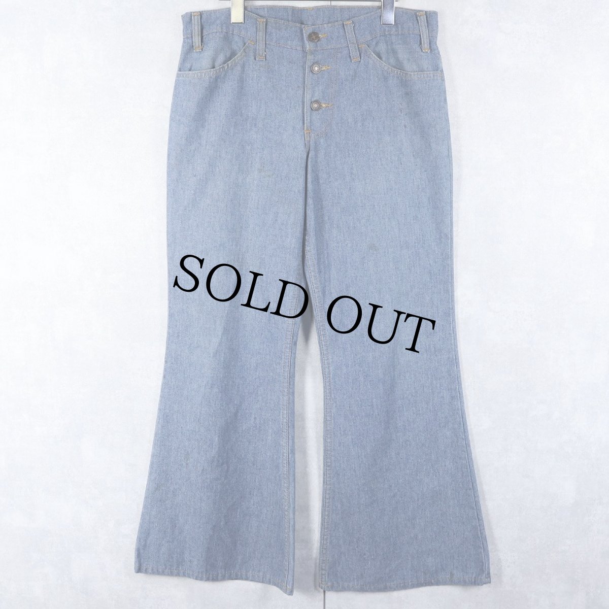 画像1: 70's Levi's シャンブレー ベルボトムパンツ W34 (1)