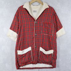 画像1: 〜60's Palmland チェック柄 パイルビーチシャツ M (1)