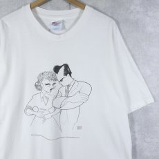画像1: 90's Al Hirschfeld USA製 "I Love Lucy" アートプリントTシャツ L (1)