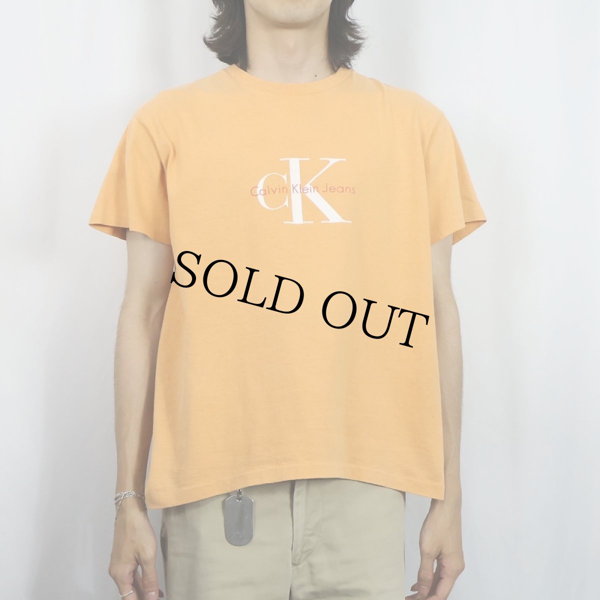 画像2: 90's Calvin Klein Jeans USA製 ロゴプリントTシャツ L (2)