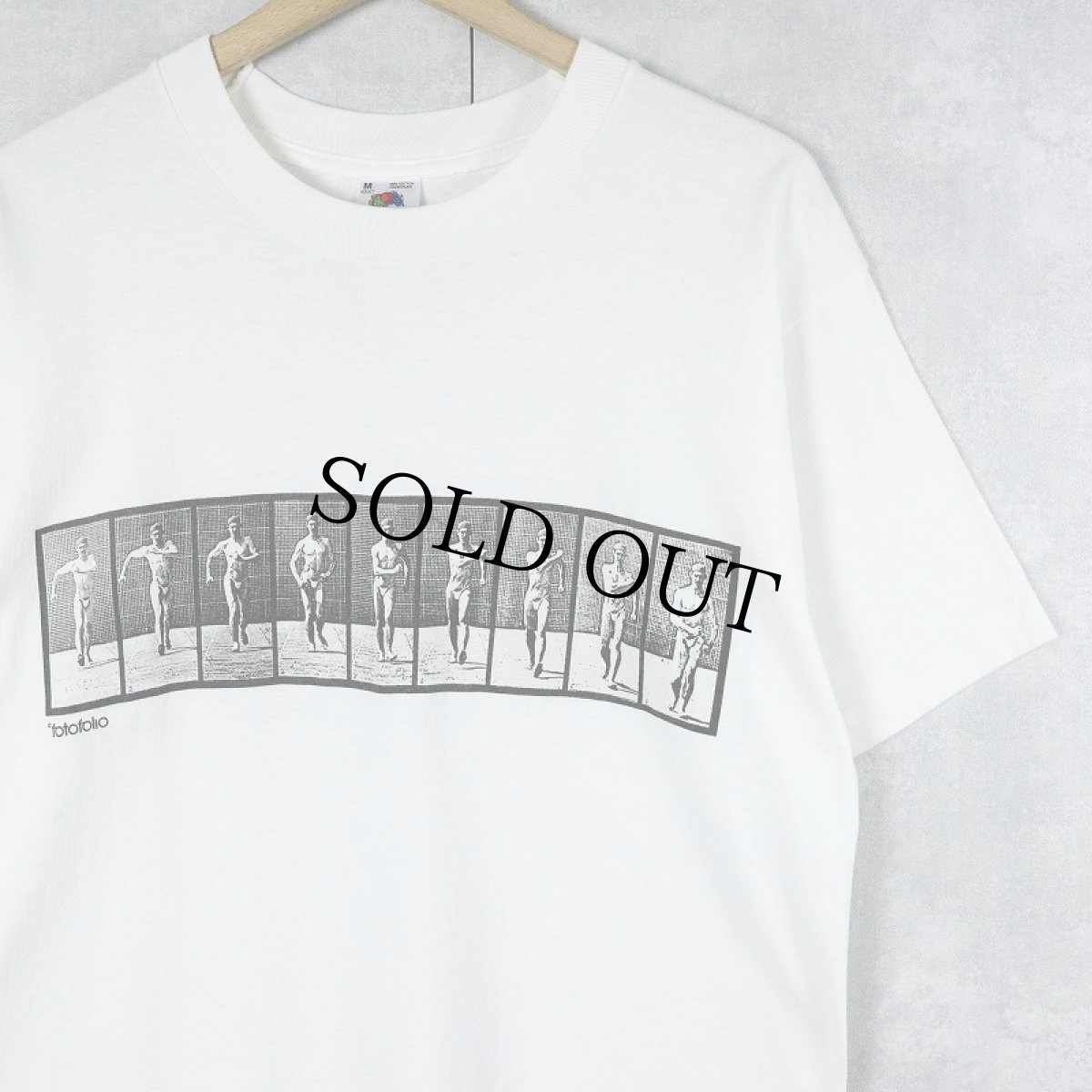 画像1: 90's EADWEARD MUYBRIDGE USA製 "THE HUMAN FIGURE IN MOTION" アートプリントTシャツ M (1)