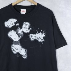 画像1: 2000's POPEYE "POW!" キャラクタープリントＴシャツ BLACK L (1)