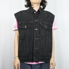 画像2: 90's Levi's 70507 USA製 カットオフ ブラックデニムジャケット (2)
