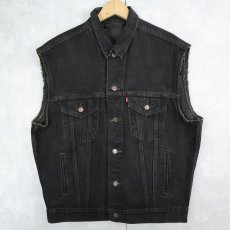 画像1: 90's Levi's 70507 USA製 カットオフ ブラックデニムジャケット (1)