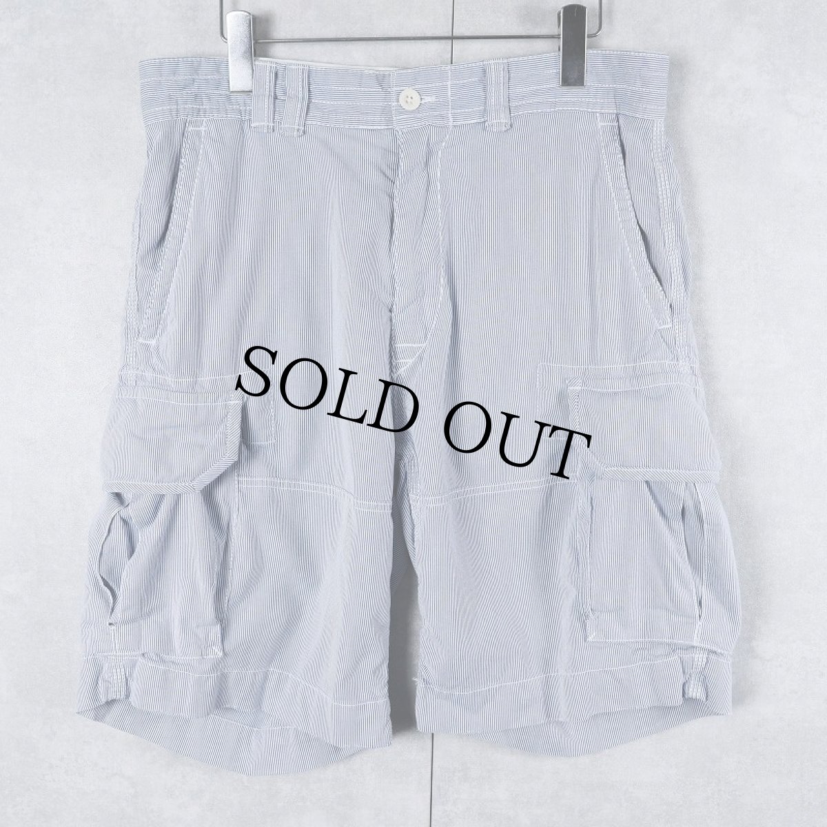 画像1: POLO Ralph Laurne "POLO CHINO" ヒッコリーストライプ柄 コットンカーゴショーツ W33 (1)