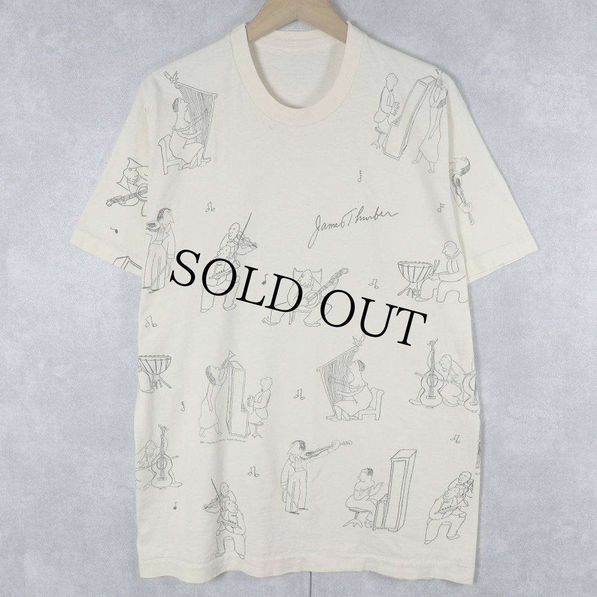 画像1: 90's James Thurber アートプリントTシャツ  (1)