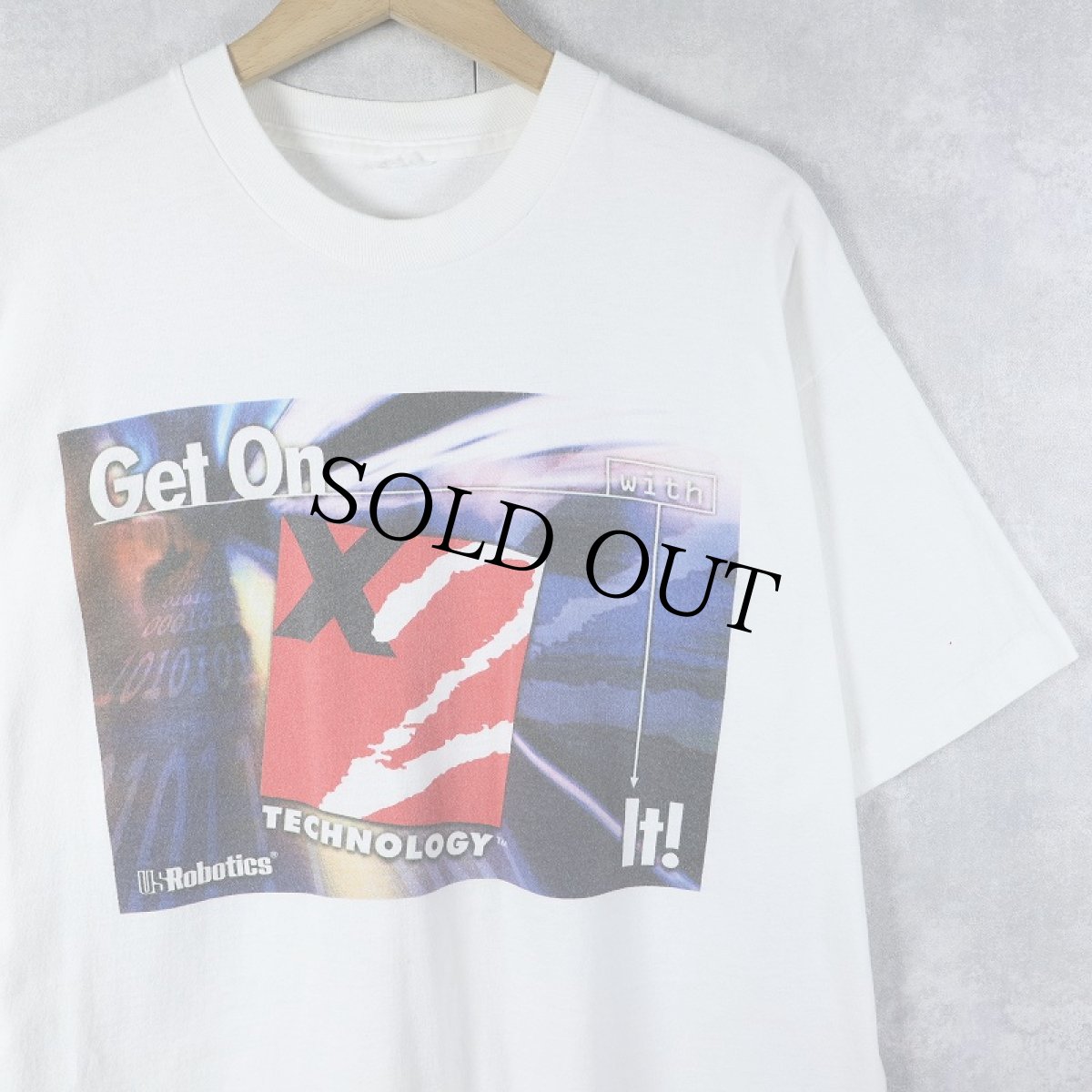 画像1: US Robotics "Get On with It" 通信機器メーカー プリントTシャツ  (1)