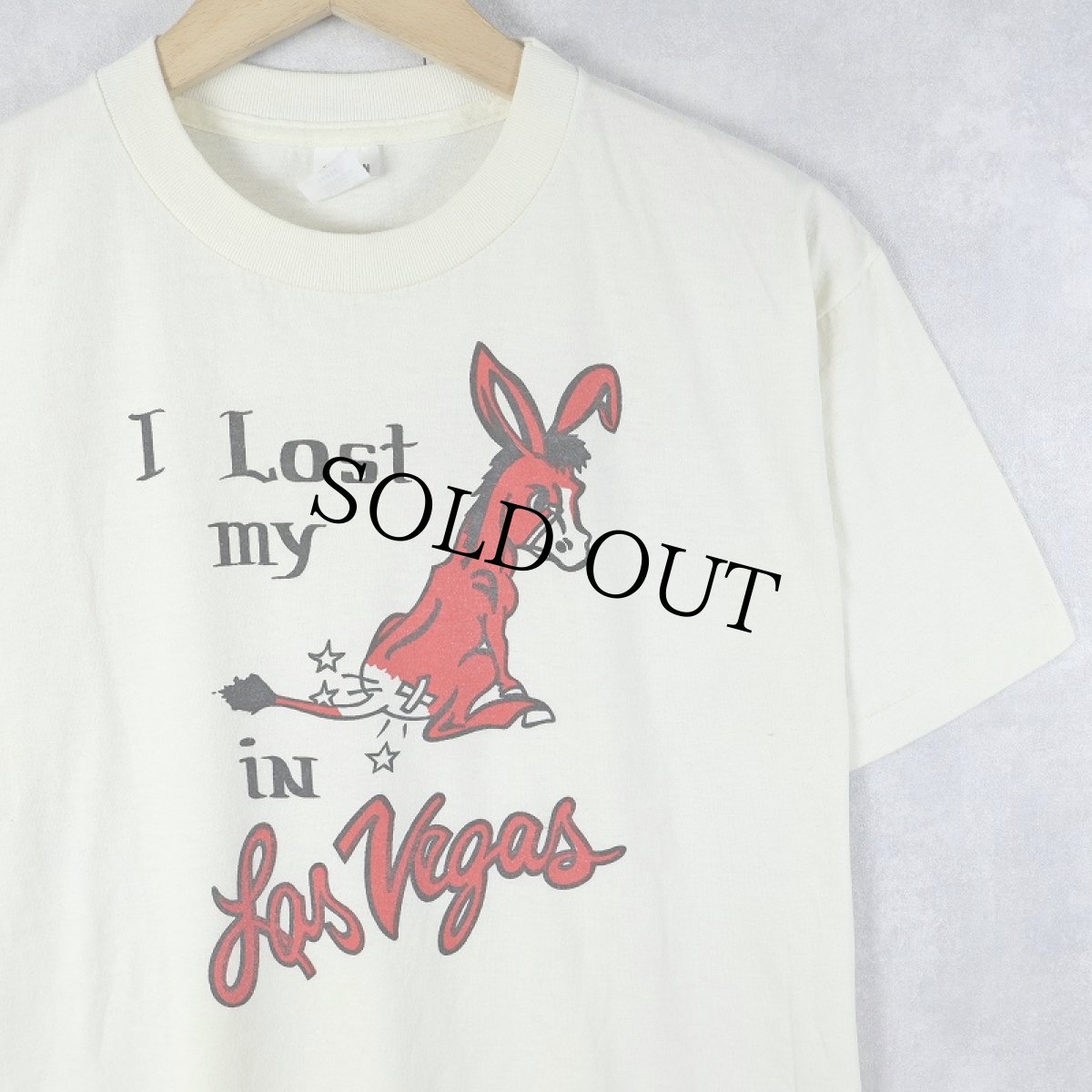 画像1: 80〜90's "I lost my ass in Los Vegas" 馬プリントTシャツ L (1)