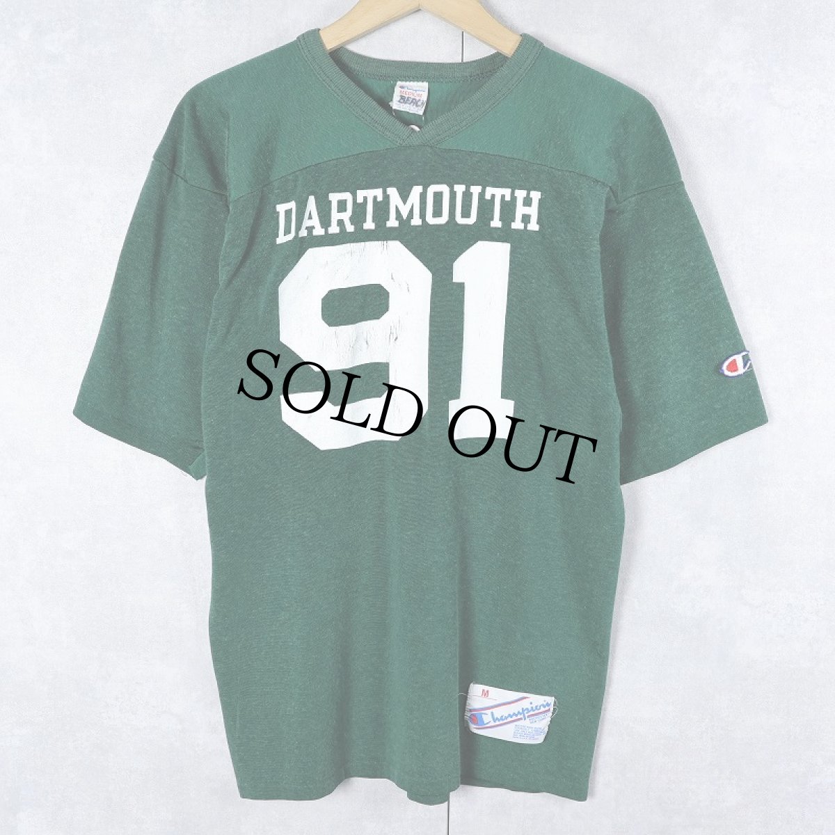 画像1: 80's Champion トリコタグ USA製 "DARTMOUTH 91" レーヨン混 フットボールTシャツ M (1)
