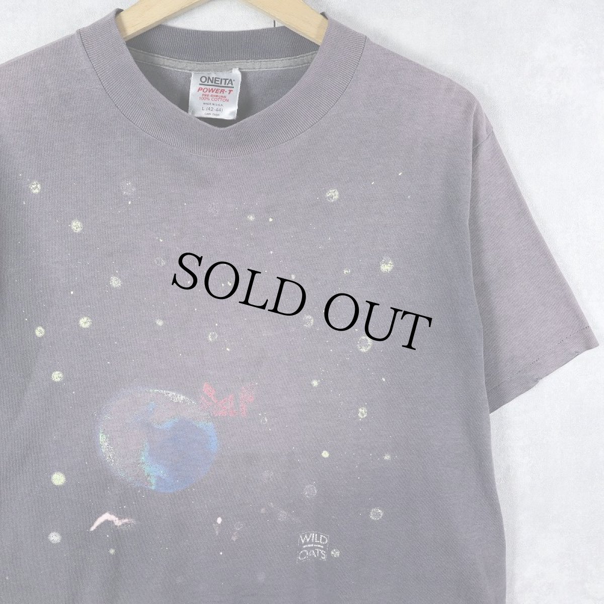 画像1: 90's WILD OATS USA製 宇宙プリントTシャツ L (1)
