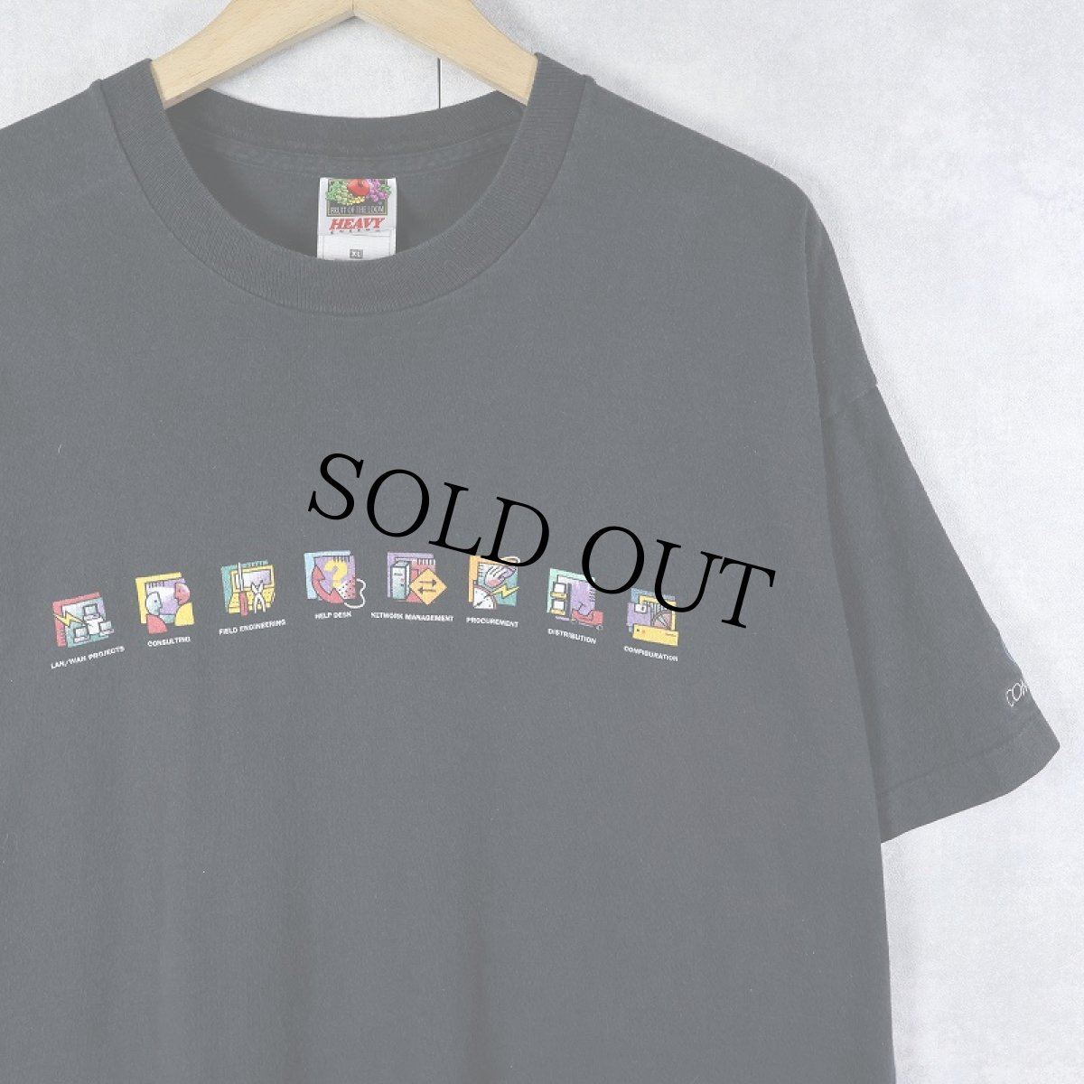 画像1: 90's COMPUCOM USA製 IT企業プリントTシャツ BLACK XL (1)