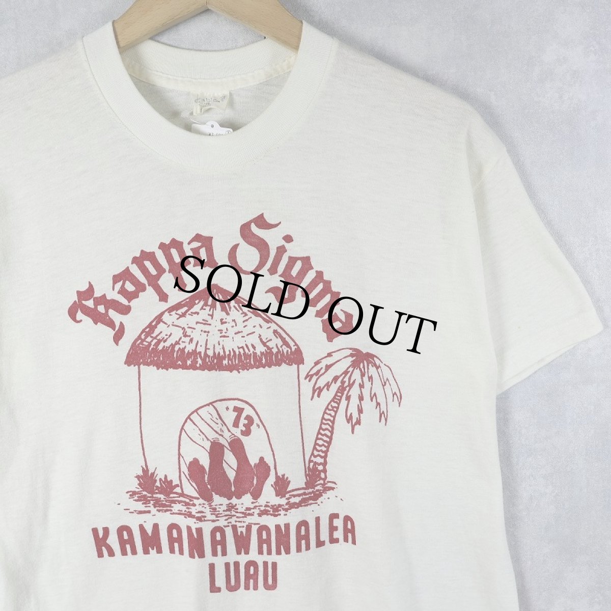 画像1: 70's "KAMANAWANALEA LUAU" 染み込みプリントTシャツ (1)