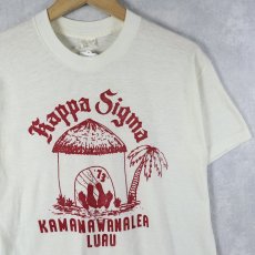画像1: 70's "KAMANAWANALEA LUAU" 染み込みプリントTシャツ (1)