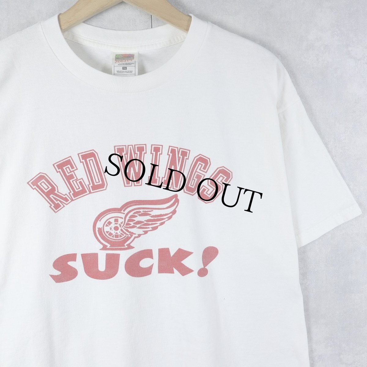 画像1: NHL RED WINGS SUCK! アイスホッケー プリントTシャツ XL (1)