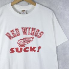 画像1: NHL RED WINGS SUCK! アイスホッケー プリントTシャツ XL (1)