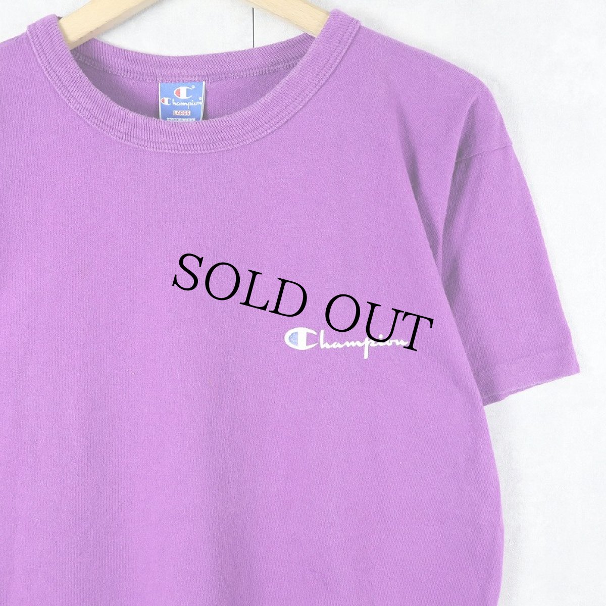 画像1: 80〜90's Champion 青刺繍タグ 中期 USA製 ロゴプリントTシャツ L (1)