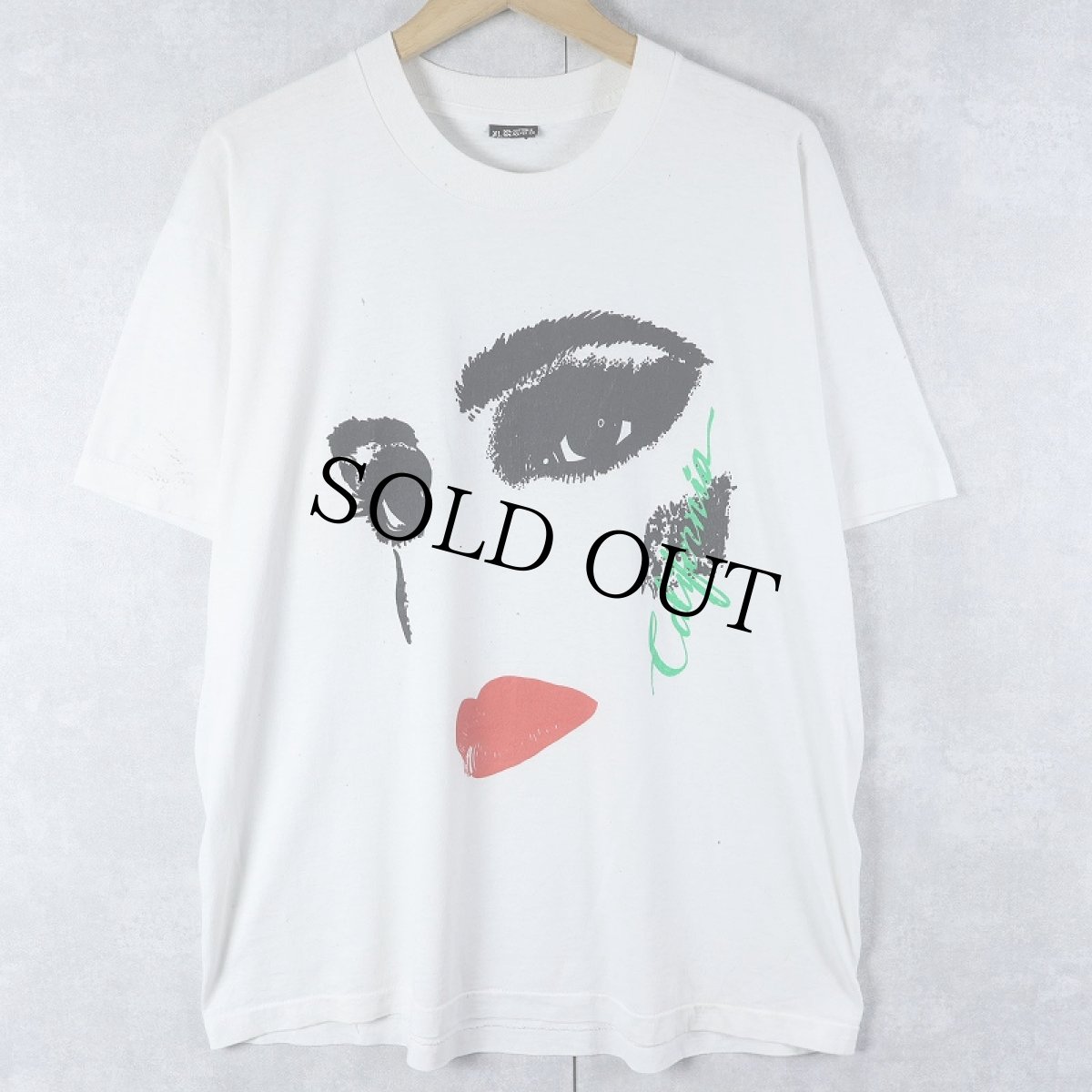 画像1: 90's "California" フェイス イラストプリントTシャツ XL (1)