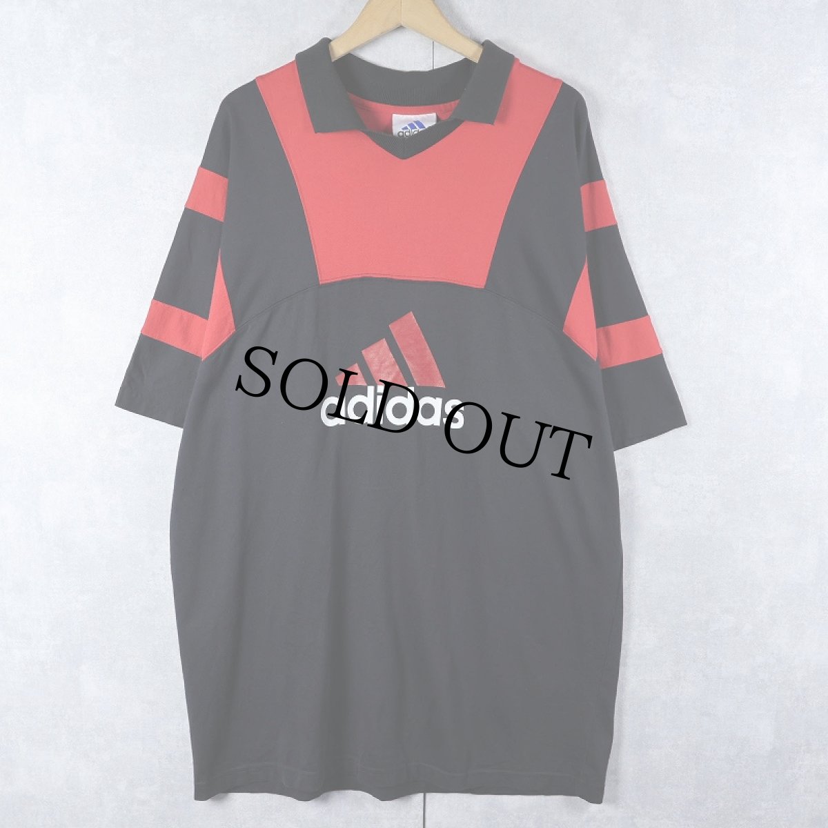 画像1: 90's adidas USA製 コットンナイロン ゲームシャツ BLACK XL (1)
