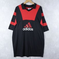 画像1: 90's adidas USA製 コットンナイロン ゲームシャツ BLACK XL (1)