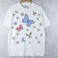 画像1: 90's Human-i-Tees USA製 蝶々 プリントTシャツ L (1)
