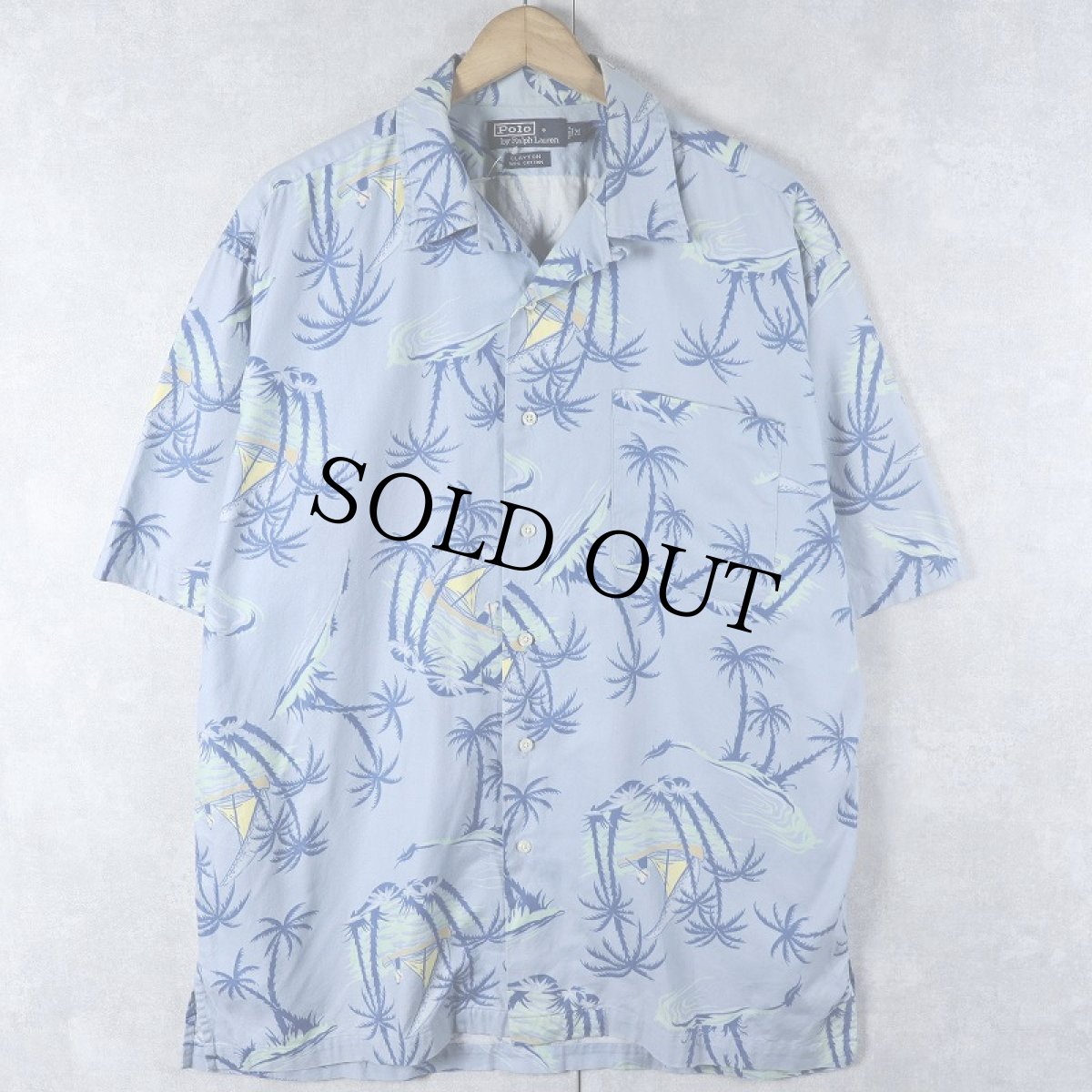 画像1: POLO Ralph Lauren "CRAYTON" オールオーバーパターン コットンハワイアンシャツ M (1)