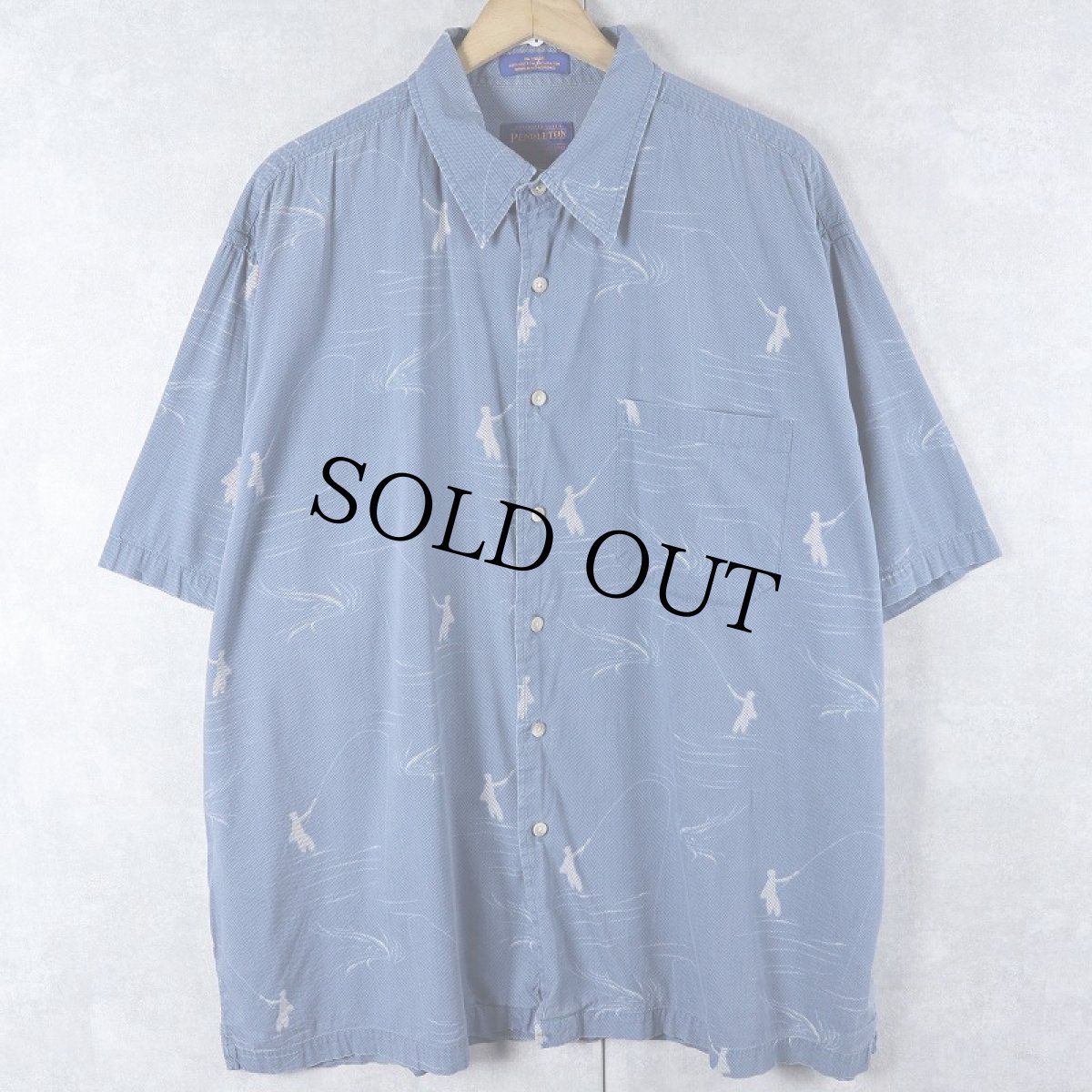 画像1: PENDLETON ヘリンボーン柄 コットン × レーヨン シャツ XL (1)
