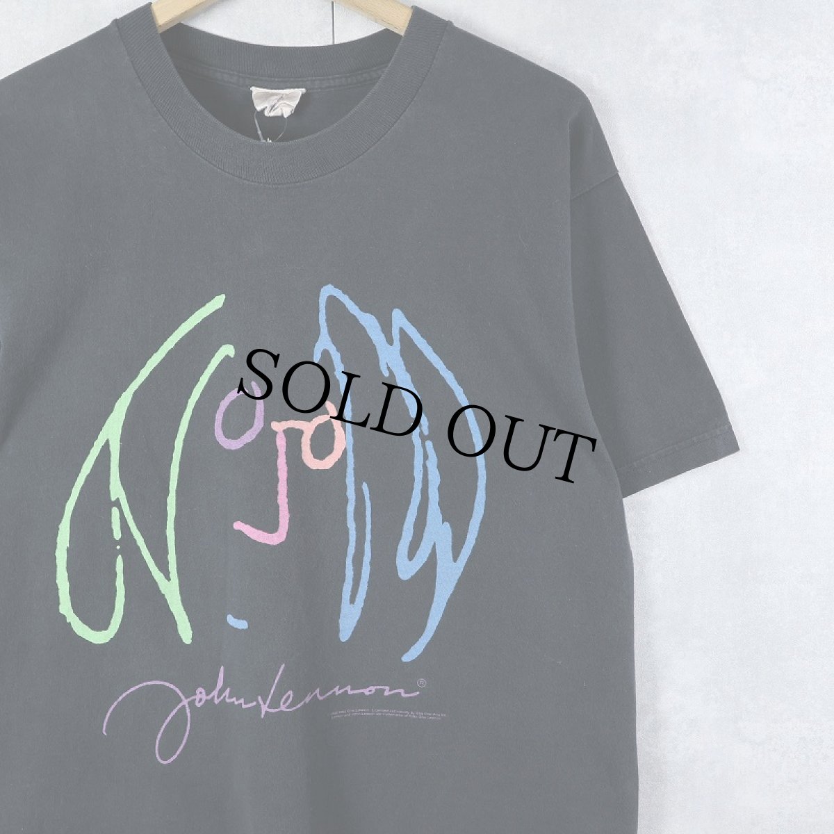 画像1: 90's〜 John Lennon ミュージシャン プリントTシャツ BLACK (1)