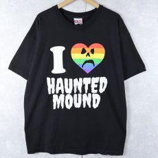 画像1: Haunted Mound USA製 レコードレーベル プリントTシャツ BLACK XL (1)
