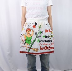 画像2: 50〜60's "To Hell with Housework! let's have a ball in New Orleans" イラストプリントエプロン  (2)