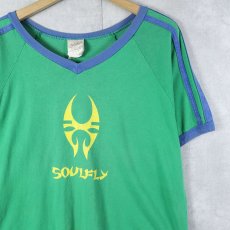 画像1: 90's SOULFLY USA製 サイドライン グルーヴメタルバンドプリントTシャツ L (1)