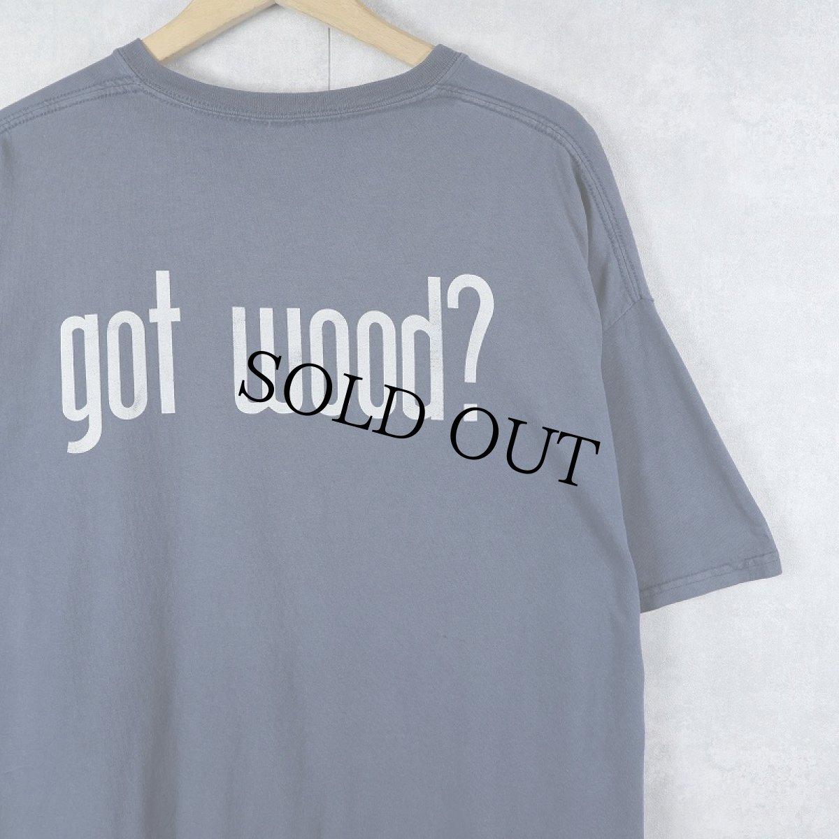 画像1: "got wood?" パロディプリントTシャツ NAVY (1)