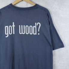 画像1: "got wood?" パロディプリントTシャツ NAVY (1)