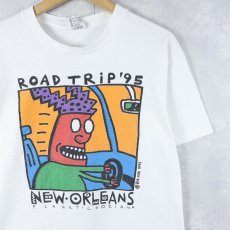画像1: 90's BIG HEAD DESIGNS USA製 "ROAD TRIP'95" アートプリントTシャツ M (1)